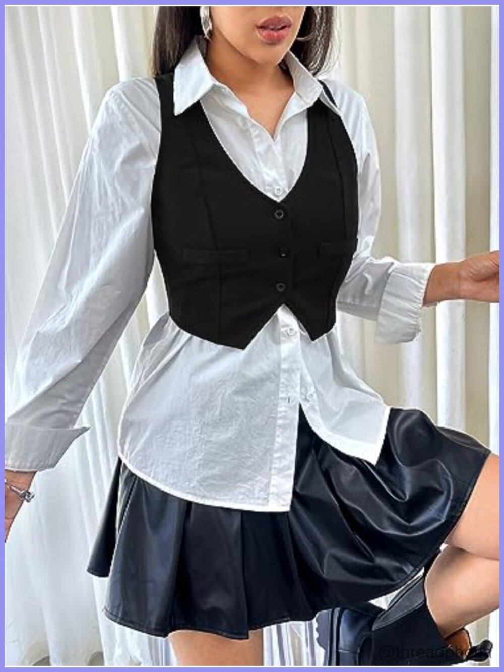 SweatyRocks Women's Crop Waistcoat Vest Top Button Front V Neck Sleeveless - Picture 4 of 6